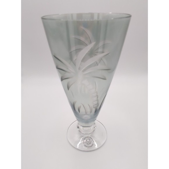 Lenox British Glass Colonial Green Scenic Etched Palm Tea Glasses Set of 6 - Picture 6 of 7